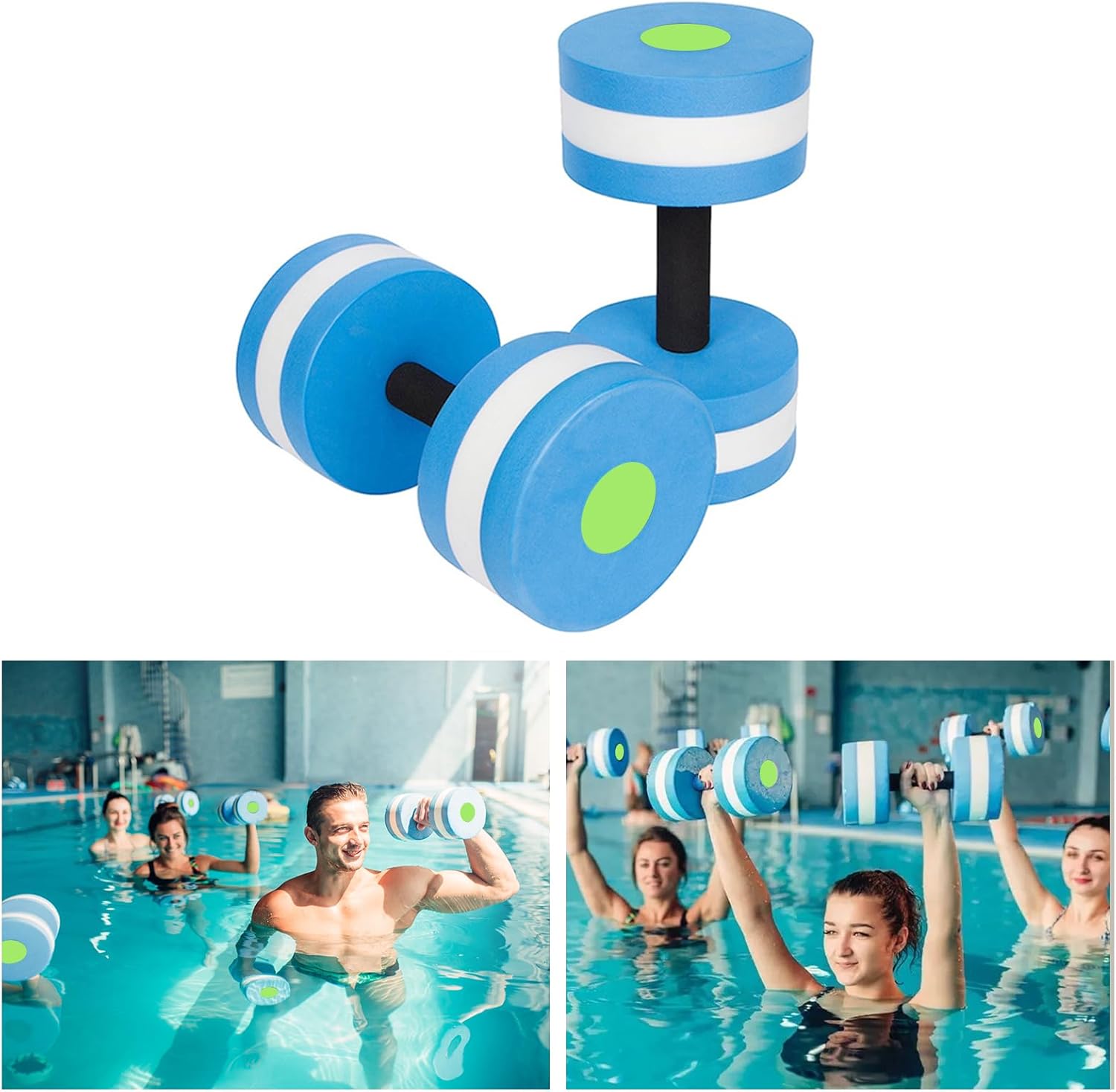 2PCS Aquatic Exercise Assemble Water Dumbbells Foam Dumbbells Water Aerobics Dumbbell Sports Aquatic Exercise Barbells Hand Bars Swimming Training Fitness Equipment