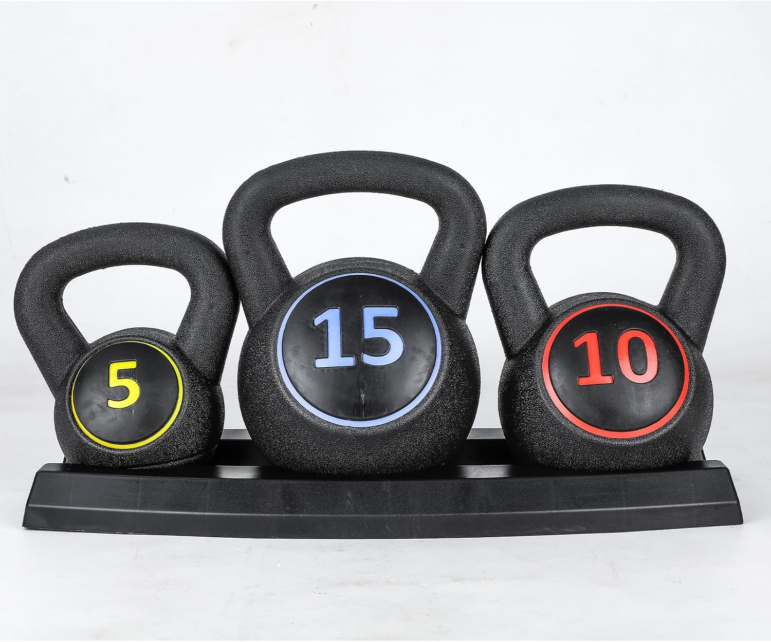 3 Pcs Kettlebell Set - 5lb, 10lb, 15lb Weight Lifting Training Kettle Bell for Cardio & Strength Exercise, Ideal for Home Gym Workouts