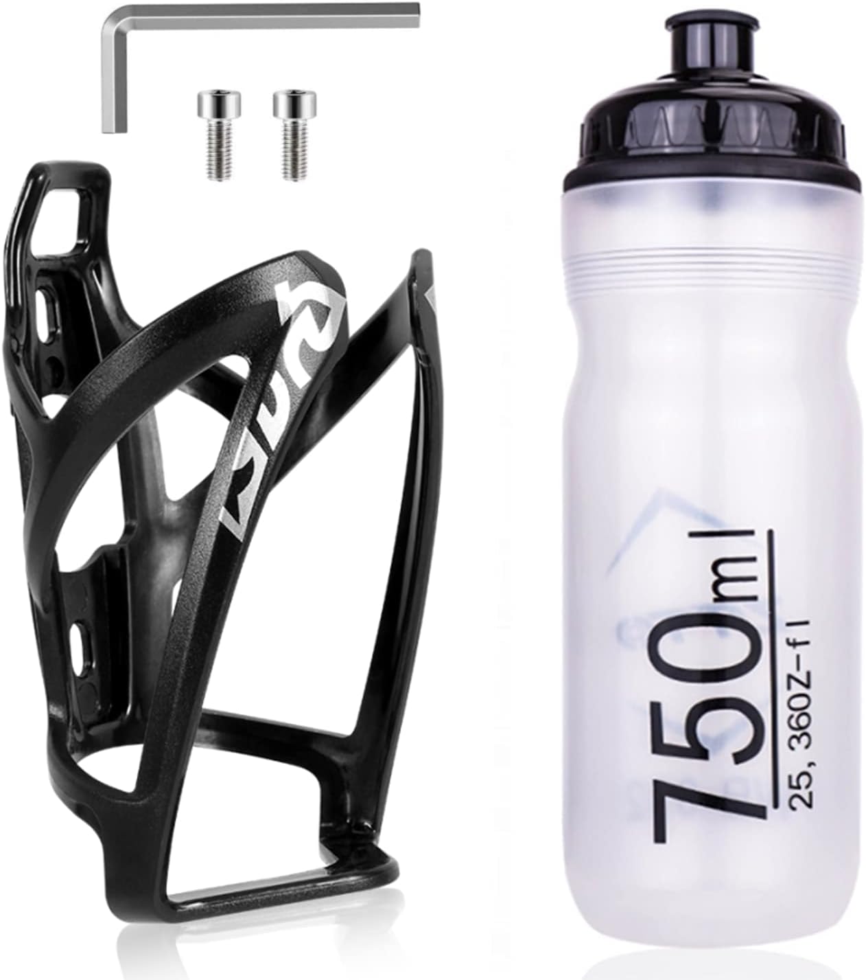 Bike Bottle Holder Set, Lightweight Mountain Bike Bottle Holder with Bottle Set Universal Bicycle Water Bottle Cage Holders with 750ML BPA-Free Sports Water Drinks Bottle for Outdoor Cycling