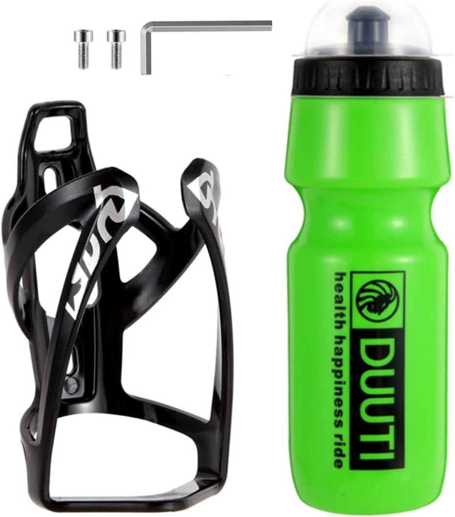 Bike Water Bottle Cage and Water Bottle Set, Lightweight Bike Water Bottle Holder with 700ML BPA-Free Sports Drink Bottle Cycling Kettle Bracket for Road, Mountain and Kids Bikes