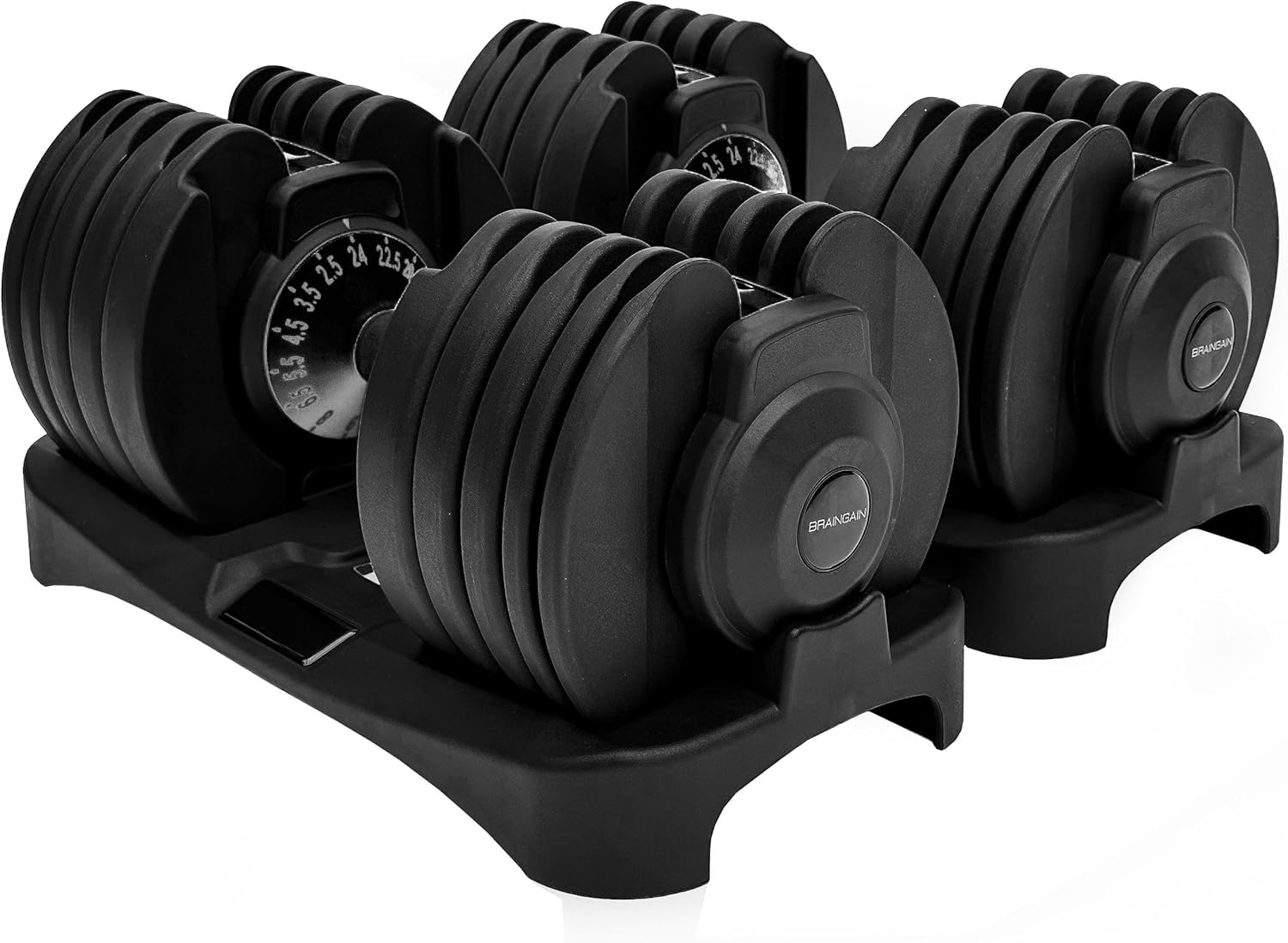 BRAINGAIN Adjustable Dumbbells Set – 15-in-1 & 17-in-1 Pairs | 24kg & 40kg Options | Space-Saving Home Gym Weights | Smart Click Technology | Durable Design