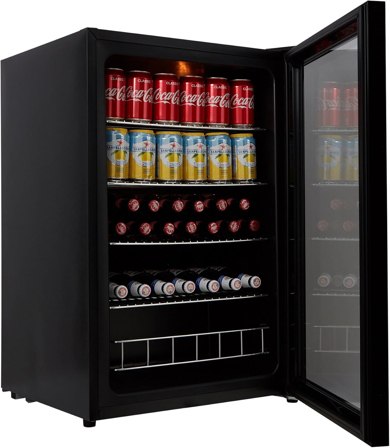 Cookology CBC130BK Under-Counter Drinks Fridge in Black - 115 Litre Capacity - Drinks Fridge - Adjustable Temperature Control - LED Light - Suitable for Cans & Bottles - Energy Efficient [Energy Class F]