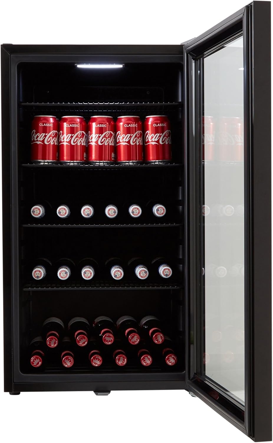 Cookology CBC98BK Under-Counter Fridge, 98 Litre Beer, Wine and Drinks Fridge with Adjustable Temperature Control, LED Light, Suitable for Cans and Bottles, Energy Efficient - in Black [Energy Class F]