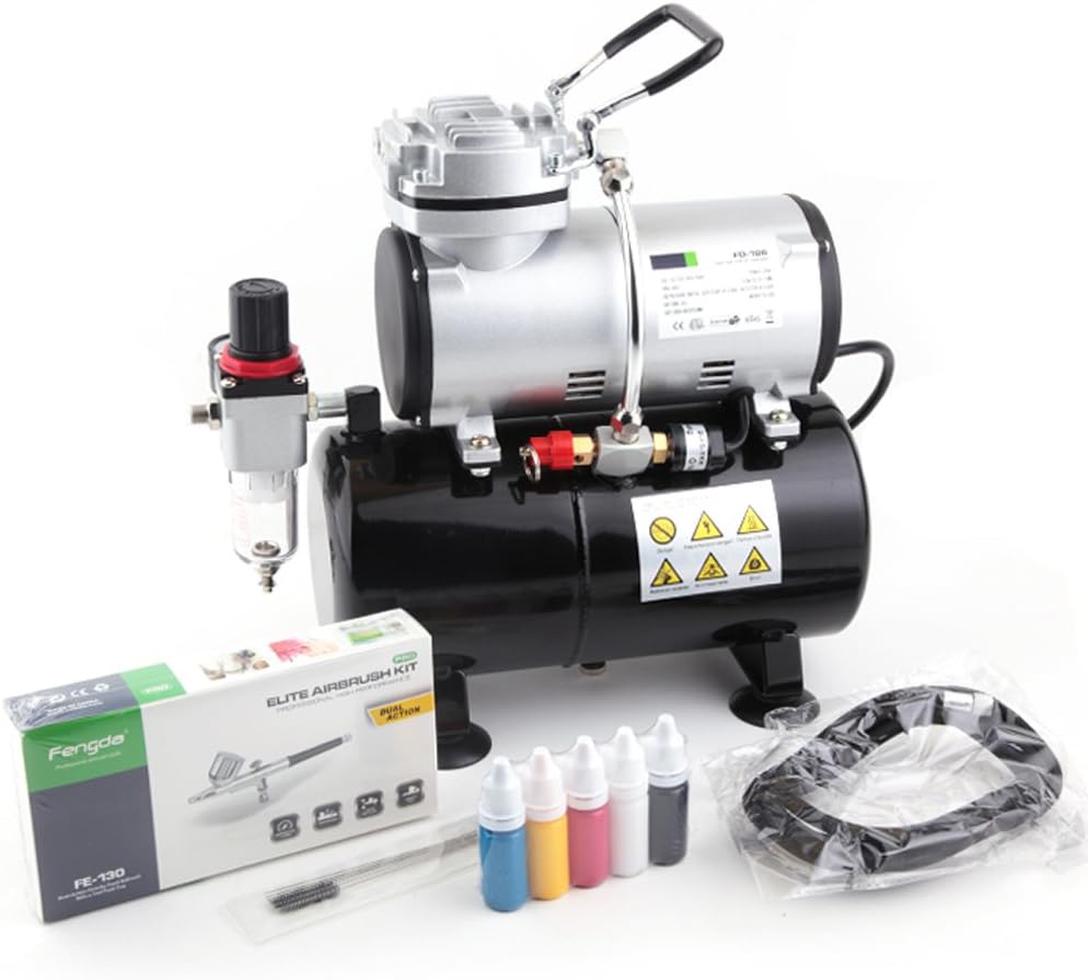 Fengda Airbrush Kit with Compressor Set FD-186K with Compressor FD-186, Airbrush BD-130 and Accessories