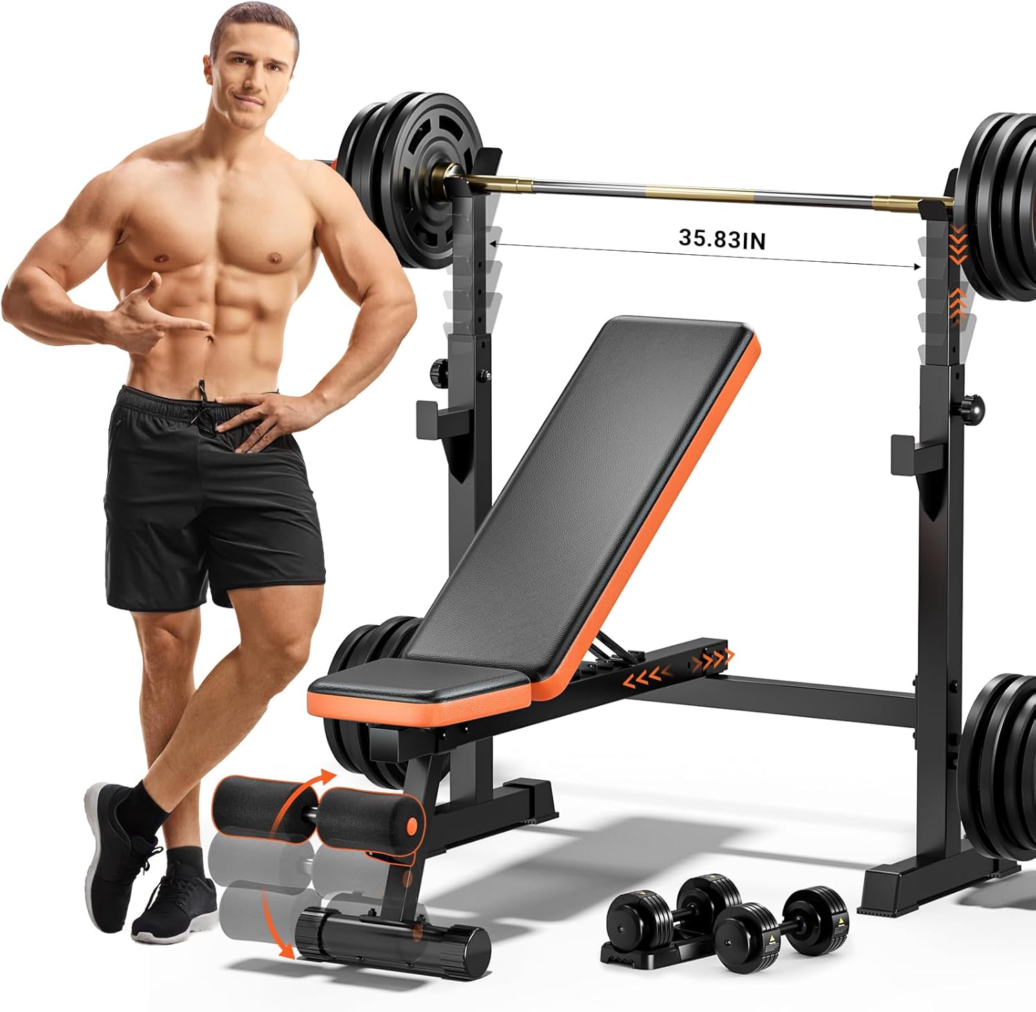 Fostoy 770lbs Weight Bench, Adjustable Bench Press,Weight Benches for Home Gym Flat Incline Bench for Full Body Strength Training