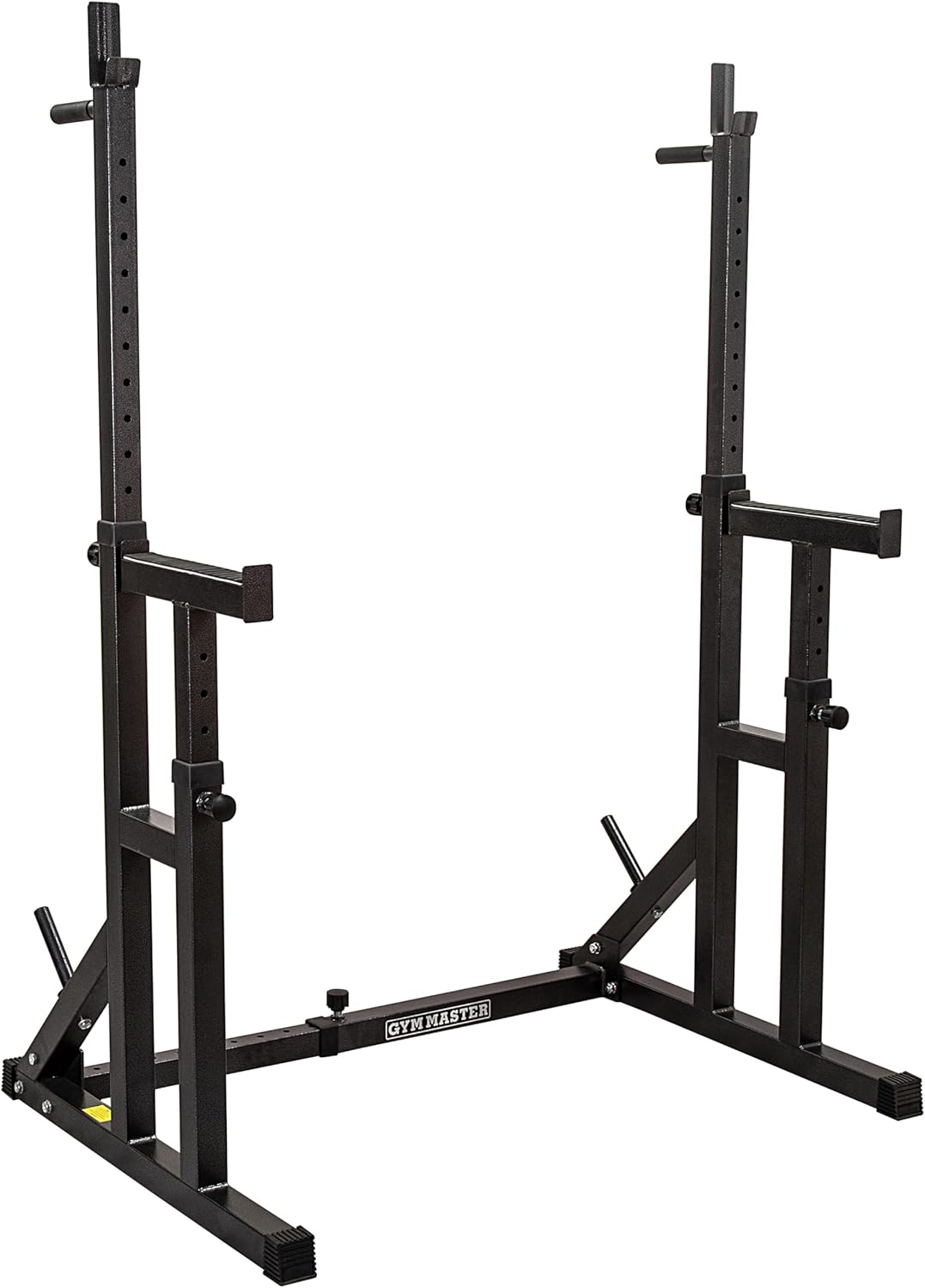GYM MASTER Fully Adjustable Heavy Duty Squat & Bench Press Rack With Multi Position Spotter, Dip Bars & Weight Plate Holders