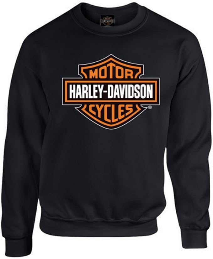 Harley-Davidson Mens Bar & Shield Long Sleeve Crew Neck Fleece Sweatshirt, Black