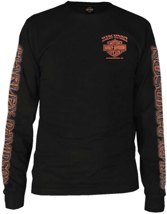Harley-Davidson Men's Eagle Piston Long Sleeve Crew Shirt, Black 30299947
