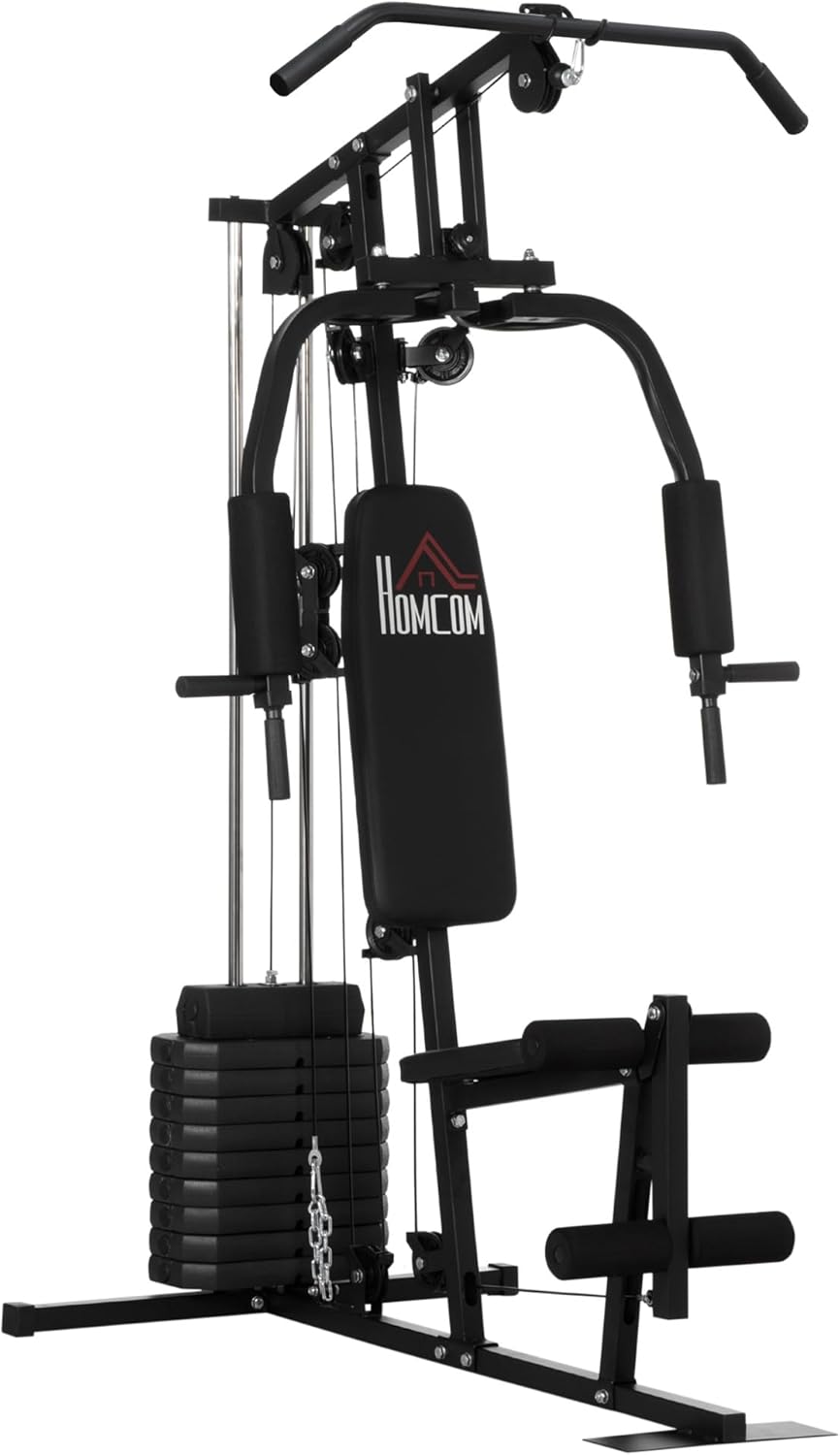 HOMCOM Multi Gym with Weights, Multifunction Home Gym Machine with 45kg Weight Stack for Full Body Workout and Strength Training