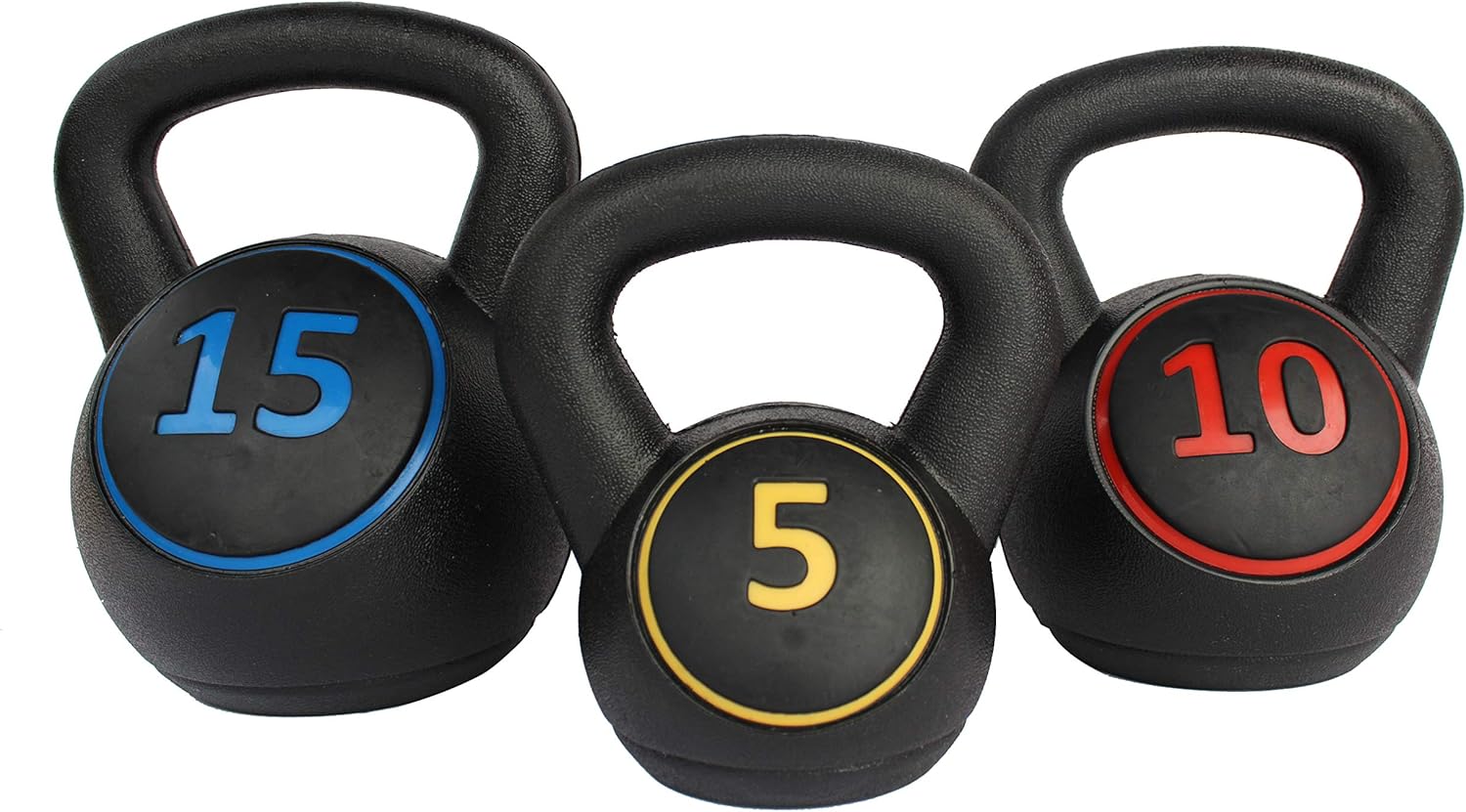 KKB Sport 3pce Kettlebell Weight Set with Stand for Cross Training, MMA Training, Home Exercise - 5, 10 & 15lbs (2.2kg, 4.5kg & 6.8 kg)
