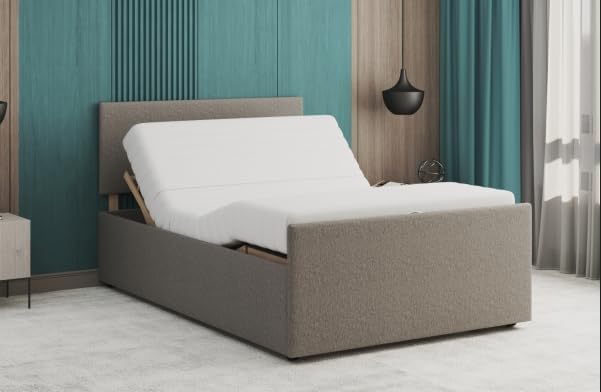 Luxury Electric Adjustable Bed with Free Headboard & Pocket Spring Mattress, 5-Motion Movement Base, Breathable Cover (Grey, 4.6ft Double (135x200cm))