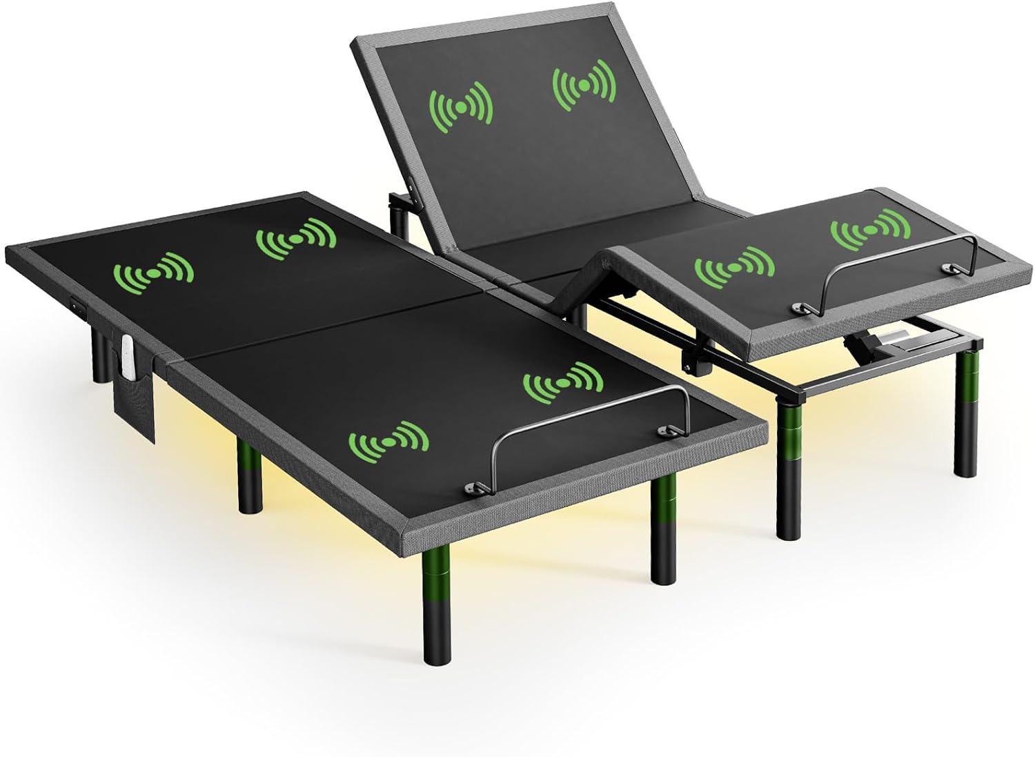 Marsail MS01-2 Split King Adjustable Bed Base with Massage, APP Connects Adjustable Bed Frame with 4 Height Options, 3 Minutes Fast Assembly, Wireless Control Adjustable Bed with Under-Bed Nightlight