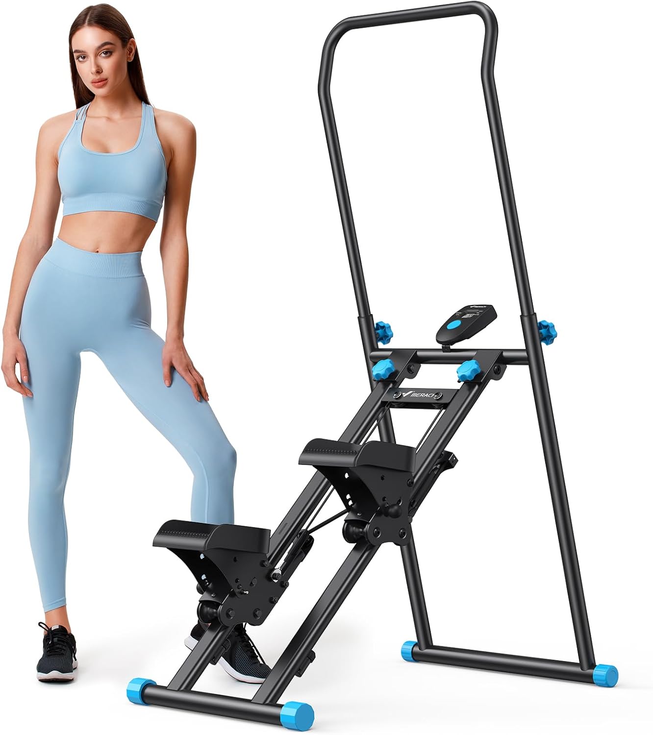 MERACH Stair Stepper for Home Gym Exercise, New Version Vertical Climber for Full-Body Workout, Compact Folding Cardio Stair Climber with Extended Step Range, Adjustable Handlebar & Pedals