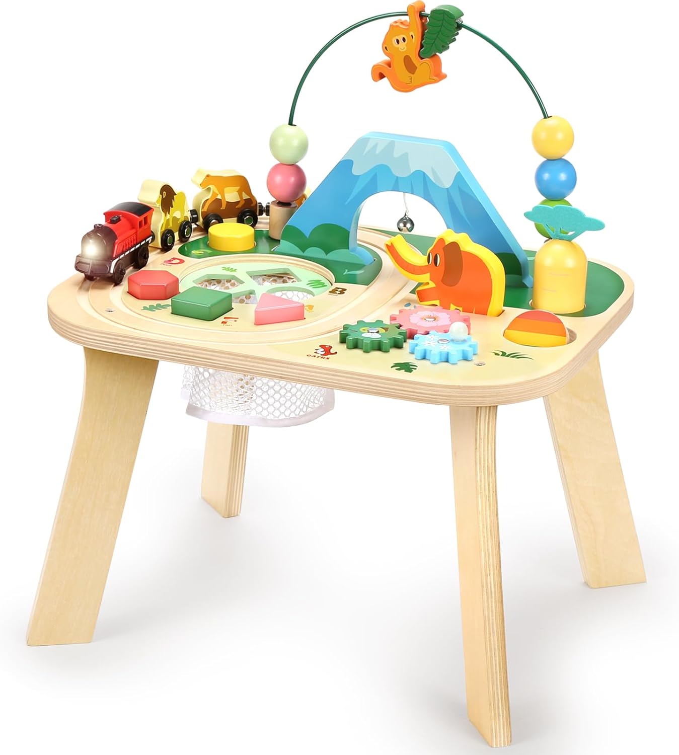 oathx 9 in 1 Activity Table for 1+ Year Old Baby, Toddler Wooden Montessori Toys Busy Board for Kids Play Train Table, 1st Birthday Gifts for Girls Boys Sensory Toys for 12+ Months