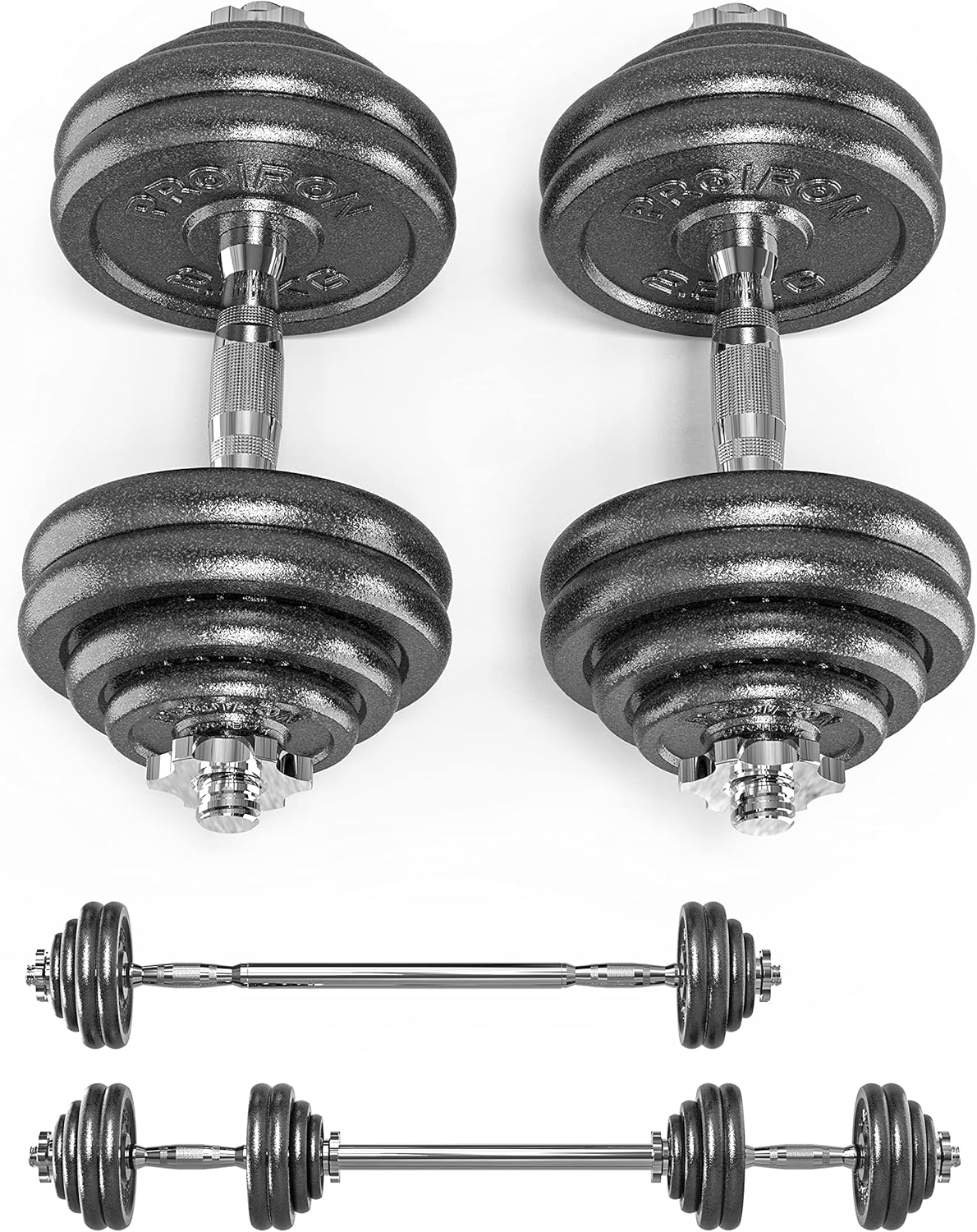 PROIRON 20kg/30kg Adjustable Dumbbells Weights set for Men Women, Cast Iron Dumbell Barbells set, Strength Training Equipment Home Gym Fitness, Hand Weights, Free Weights Bar Bell for Weight Lifting