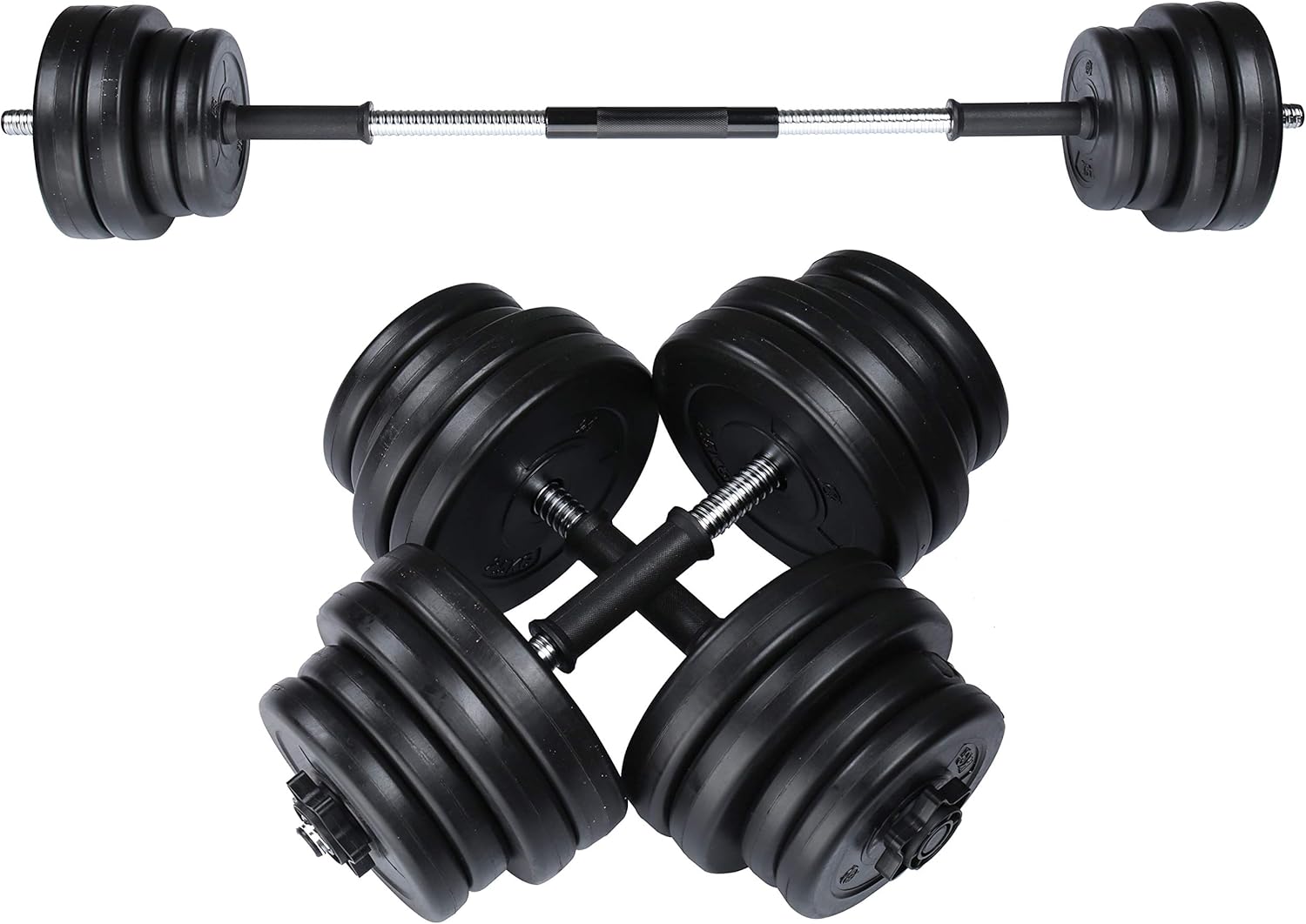 RIP X 30kg Adjustable Dumbbell Barbell Weight Set in Chrome with Bar Joiner Included