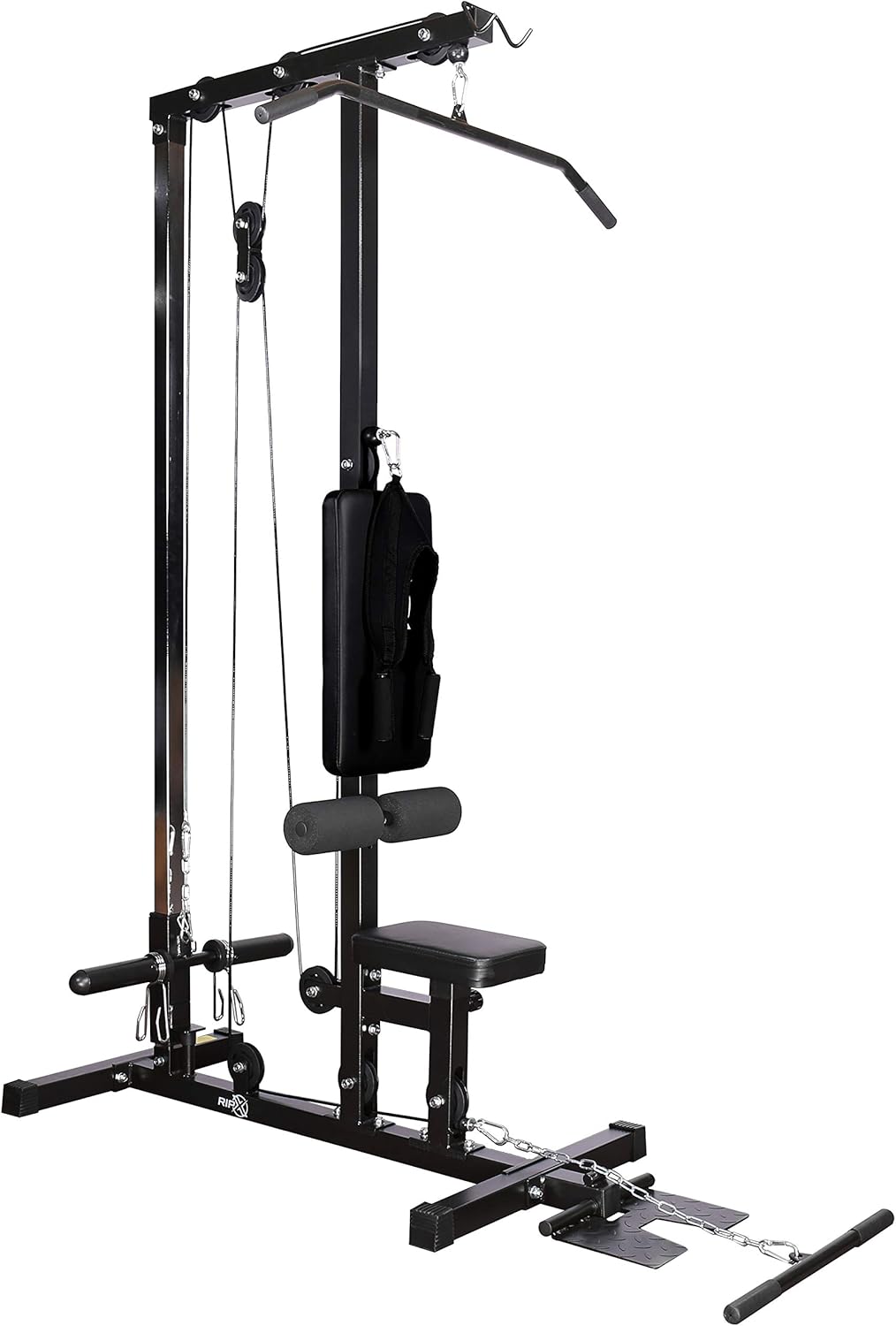 RIP X Stationary Lat Pulldown Machine with Extra Pulley for Seated Rows and Strap for Weighted Ab Crunches