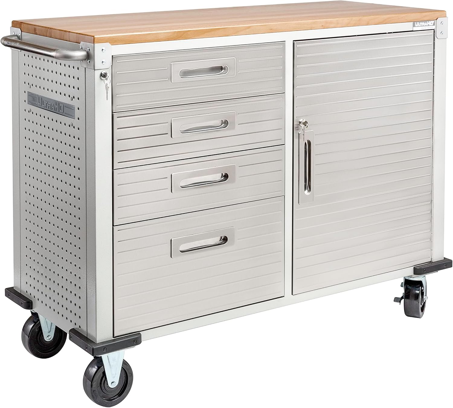 Seville Classics Rolling Workbench with 4 drawers, 121,9 x 50,8 x 95,2 cm, grey