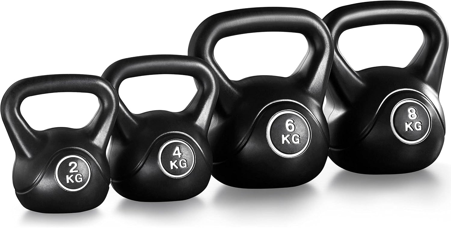 Yaheetech 20kg Kettlebell Set 4pcs Kettle Bell Weight Set 20kg Heavy Weights Sets - 2kg 4kg 6kg 8kg Kettlebells for Home Fitness Strength Training