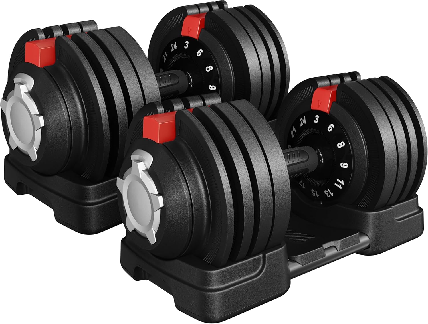 Yaheetech Space-Saving Adjustable Dumbbell Set - 12.5KG/18KG/24KG/40KG Weights with Safety Locking Mechanism, Home Gym Strength Training Equipment for Full Bodybuilding
