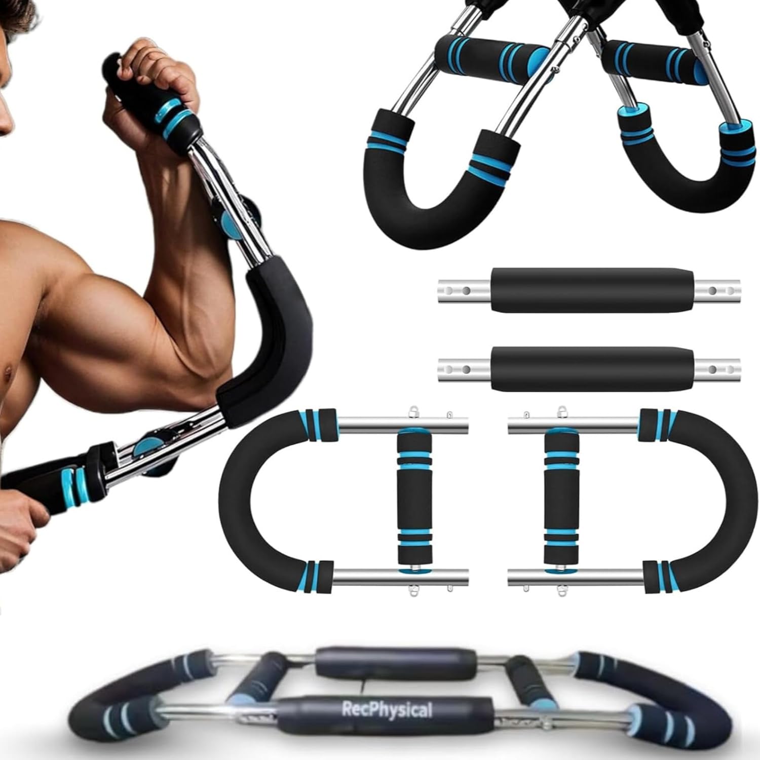 5 Level Adjustable Twister Arm Trainer – 40-110lbs chest exerciser for men - Arm Trainer & Chest Trainer for Men, Forearm & Upper Body Strength Training Tool by Recphysical