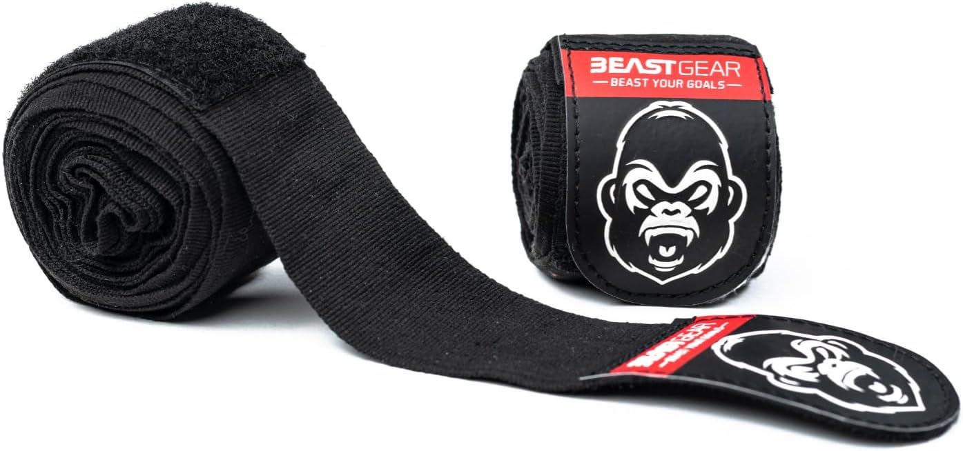 Beast Gear Boxing Hand Wraps with Thumb Loop, 4.5m Elastic Wrist Support, for Boxing, MMA, Muay Thai and Martial Arts, Boxing Wraps Set