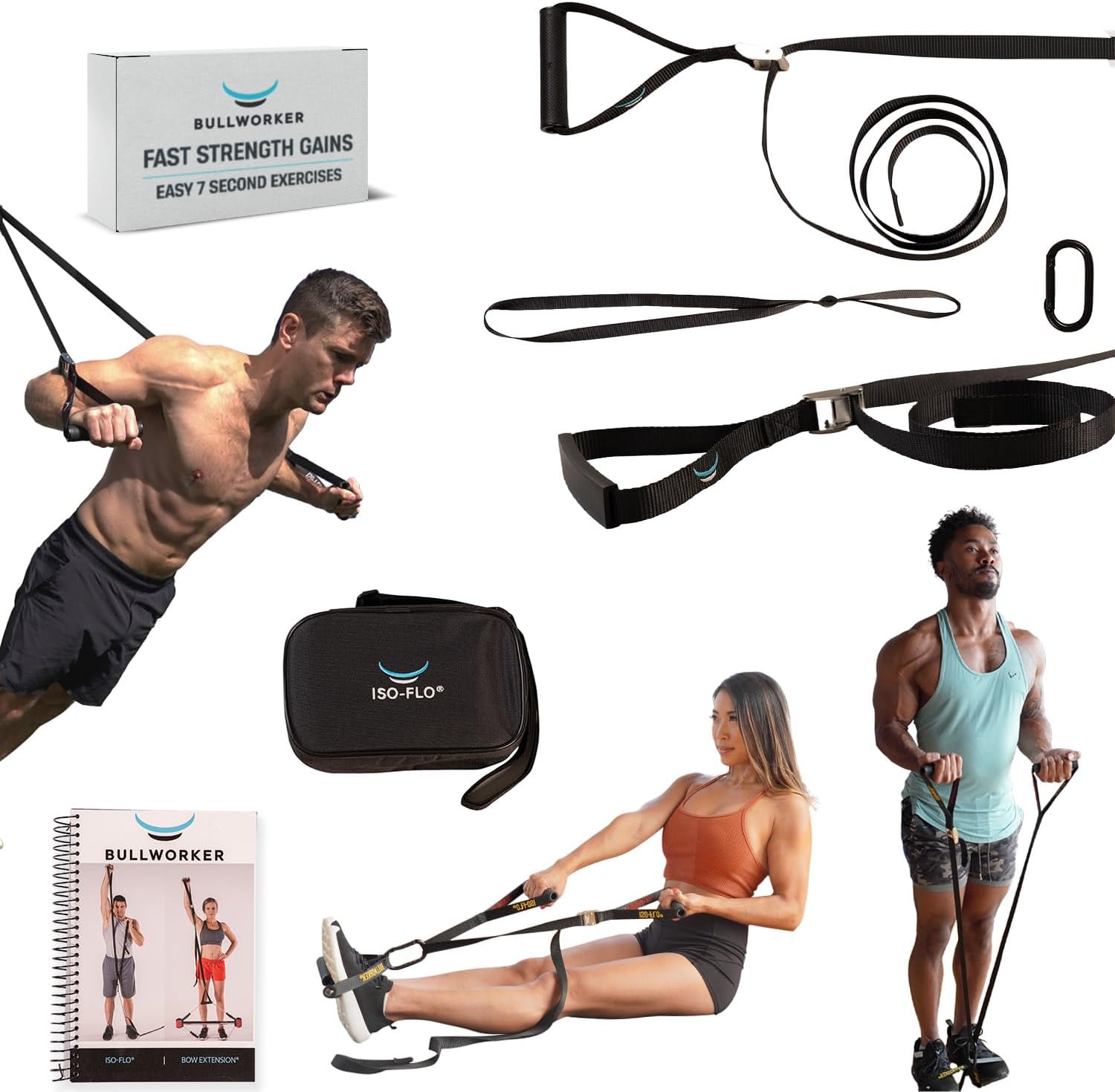Bullworker ISO-FLO Isometric Exercise Equipment - Suspension Trainer Straps & Resistance Bands for Calisthenics, Pilates and Strength Training, Portable Home Gym Back, Core, Leg, Arm Workout Equipment