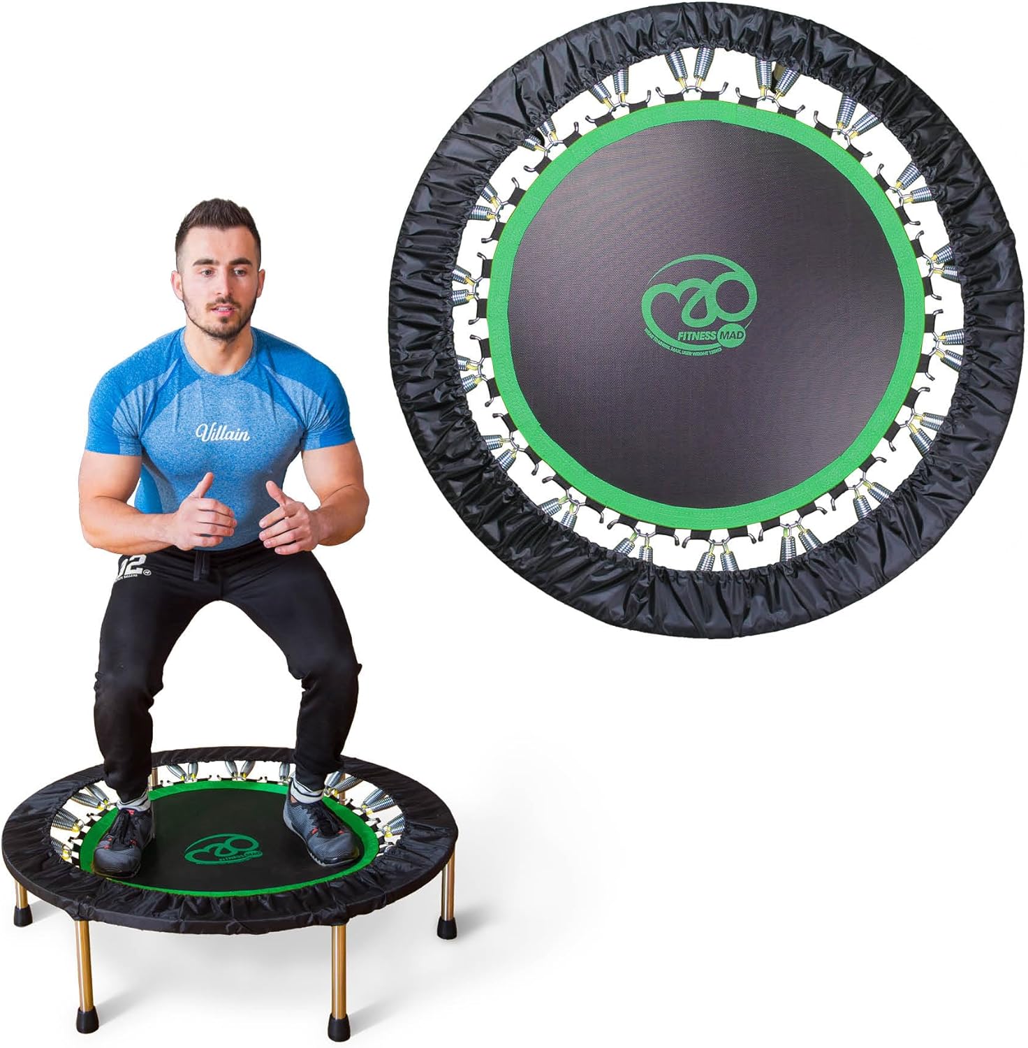 Fitness Mad Studio Pro Rebounder, 40” Fitness Trampoline, Aerobic Exercise Bouncer, Foldable Mini Trampoline, Weight Loss & Improves General Fitness