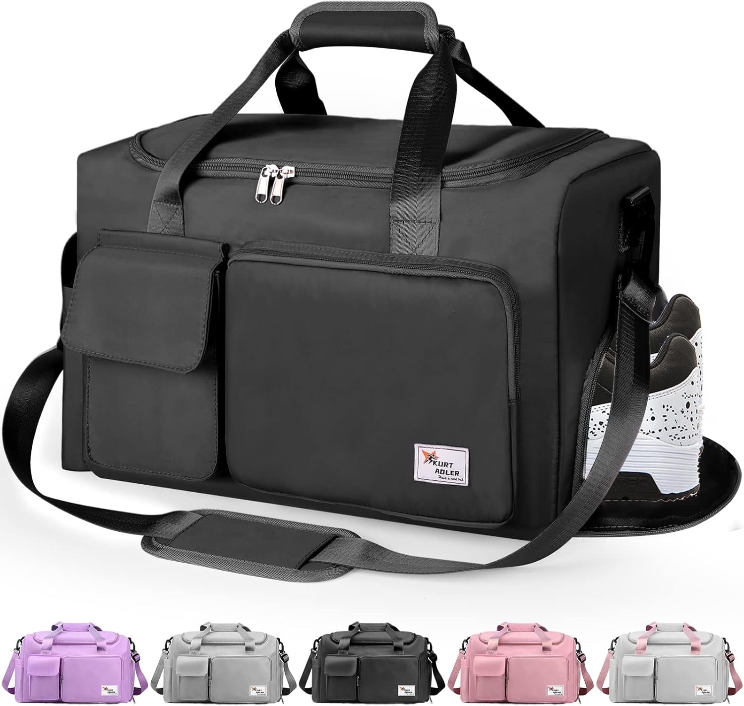 10. Gym Bag with Shoes Compartment, 50L Large Capacity, Waterproof Lightweight, Weekend Bags for Gym, Vacation (Black)