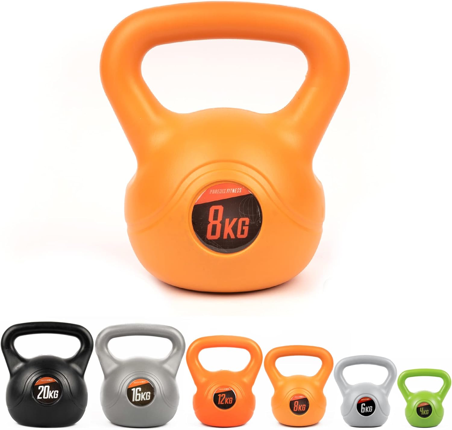 Phoenix Fitness 4KG, 6KG. 8KG, 12KG, 16KG and 20KG Kettlebell - Heavy Weight Kettle Bell for Strength Cardio Training - Kettlebells for Home and Gym Fitness Workout for Bodybuilding Weight Lifting