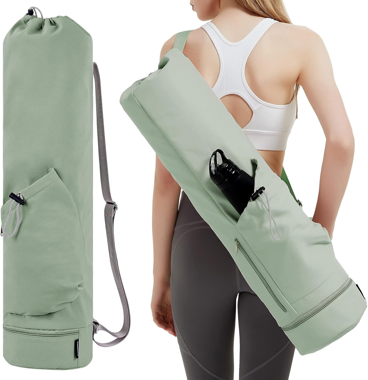 5. Sportsnew Adjustable Yoga Mat Carrier with Pilates Water Bottle Compartment