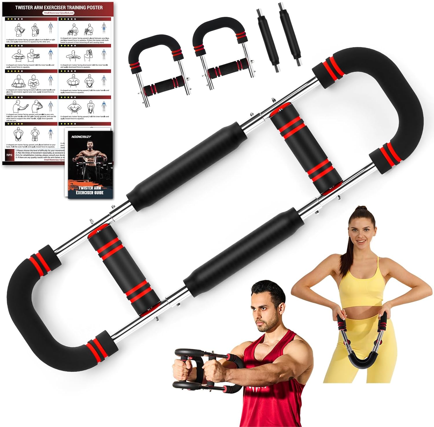 Twister Arm Trainer, 30-120lbs Adjustable Chest Exerciser, Arm Trainer with Training Poster for Men, Detachable Arm Exercise Chest Workout Home Fitness Equipment for Enhancing Upper Body Muscle