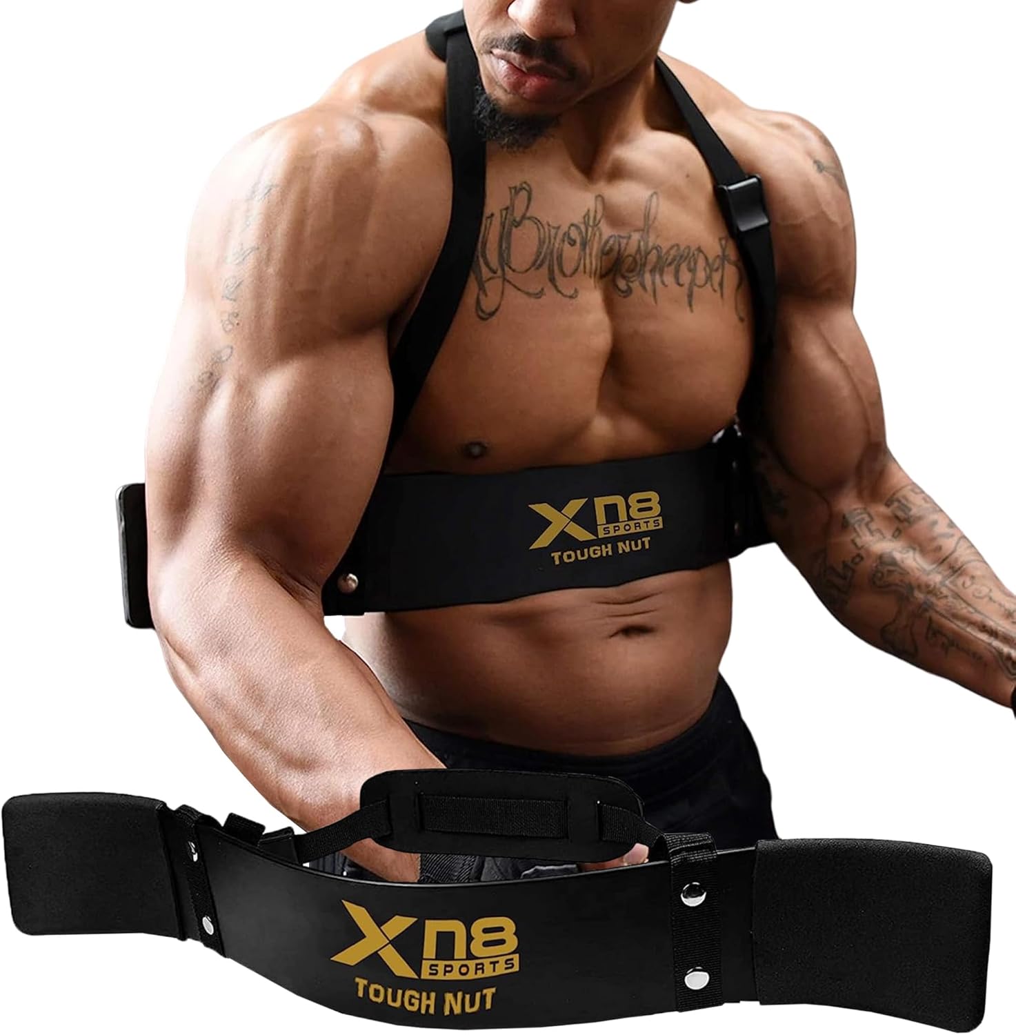 XN8 Arm Blaster Bicep Curl Isolator Blaster Bomber with Adjustable Strap for Gym Bodybuilding Weightlifting Training and Tricep Workout
