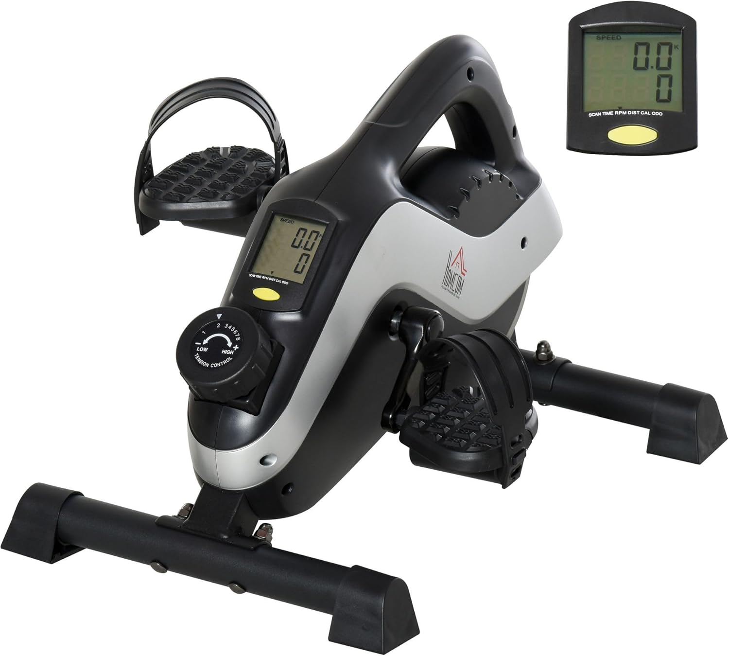 HOMCOM Portable Pedal Exerciser, Mini Exercise Bike with 8 Levels Magnetic Resistance and LCD Display, Cycle Leg Exerciser Sitting Down
