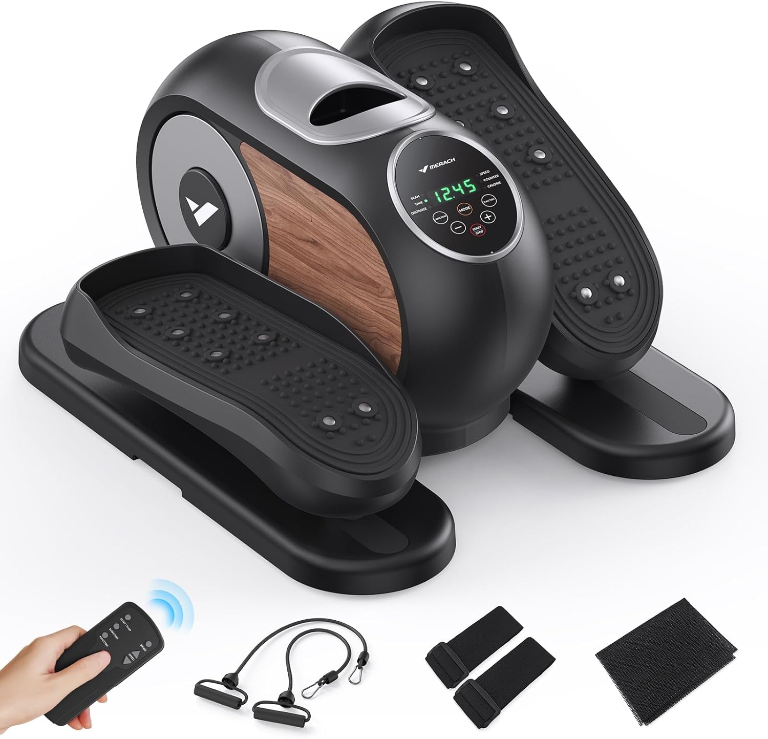 MERACH Under Desk Elliptical Machine for Home, Electric Elliptical Machine for Seniors with 12 Adjustable Speed, Quiet & Portable Seated Pedal Exerciser with Remote Control & Non-Slip Pad