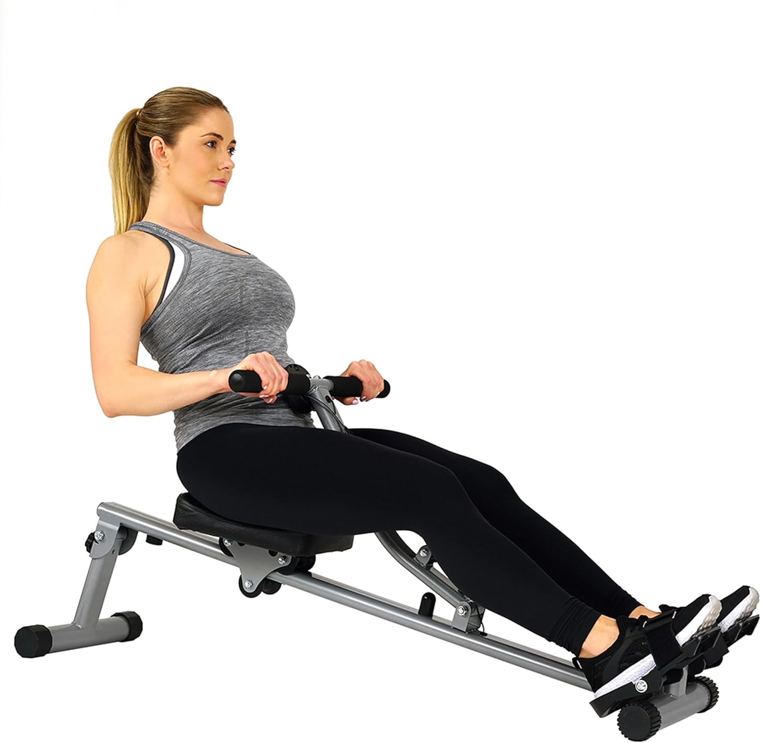 Sunny Health & Fitness Compact Adjustable Rowing Machine, Cardio Exercise Equipment with 12 Levels of Resistance for Complete Body Workouts and Optional Free SunnyFit App Enhanced Connectivity
