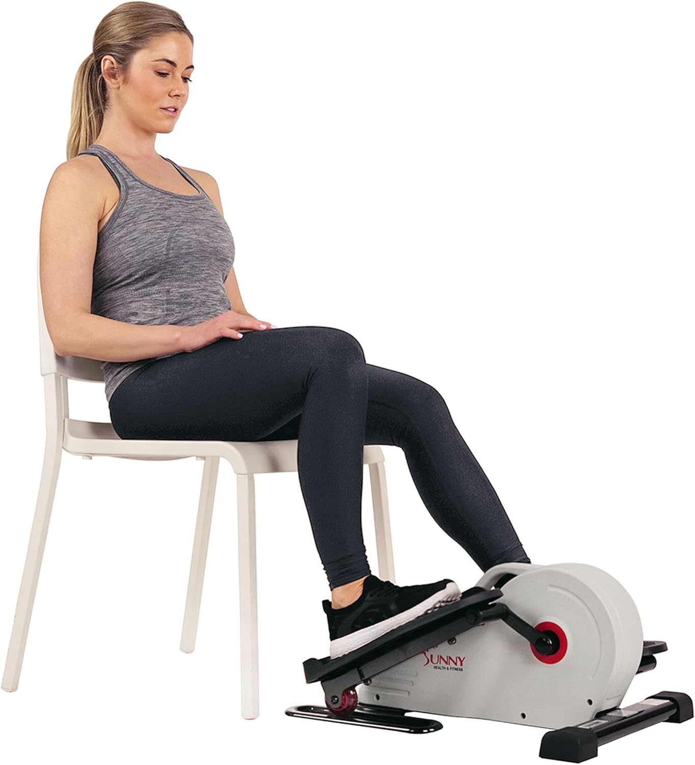 Sunny Health & Fitness Sitting Under Desk Elliptical Exerciser, Portable Pedal Training Machine for Senior Exercise, with Handle, Easy to Carry, Peddler for Home Workout, Optional Free SunnyFit App