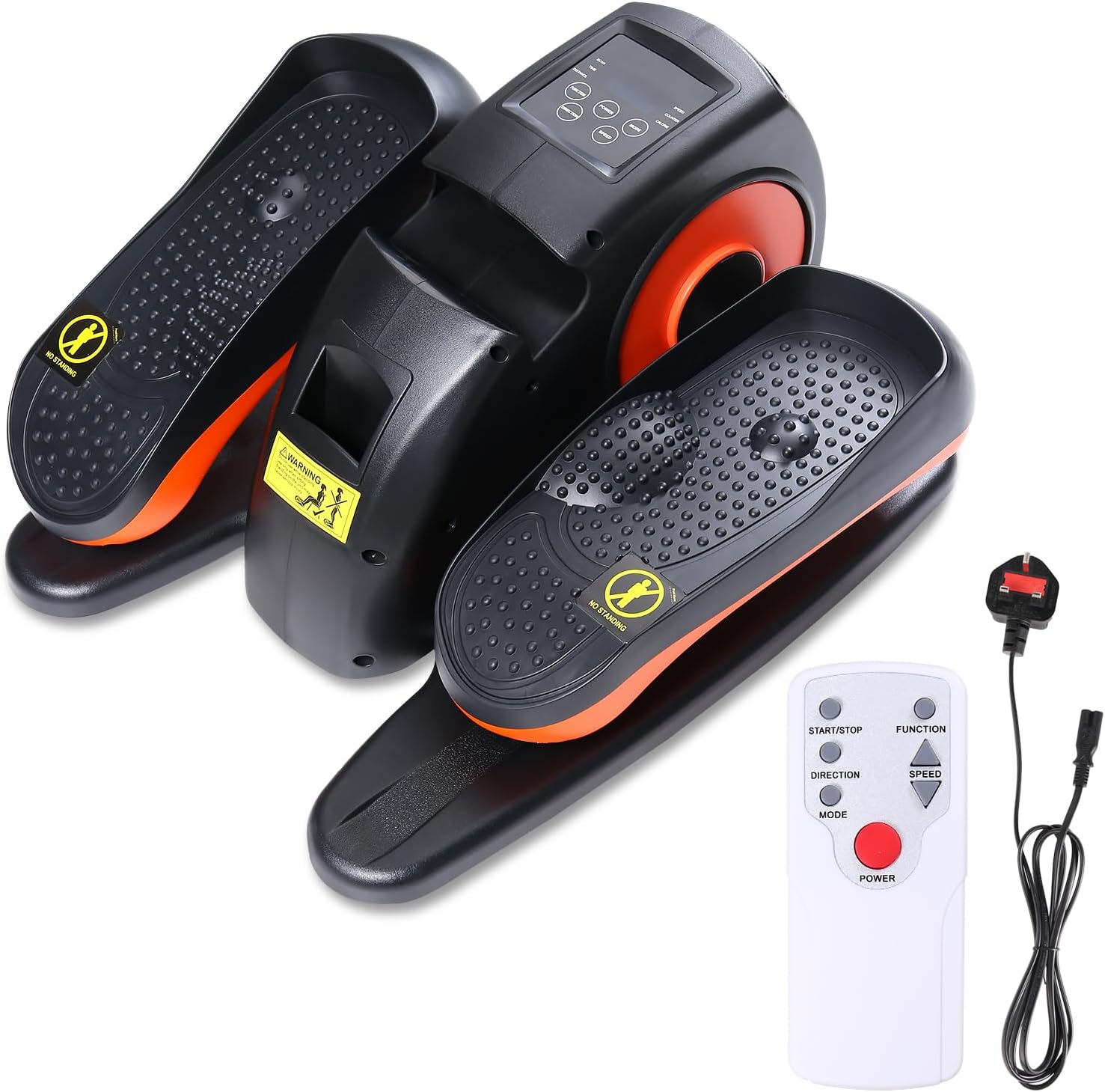 Under Desk Elliptical Trainer Pedal Exerciser Elliptical Machine, LCD Monitor Elliptical Stepper with Remote Control, 5 Speed Adjustable, Black