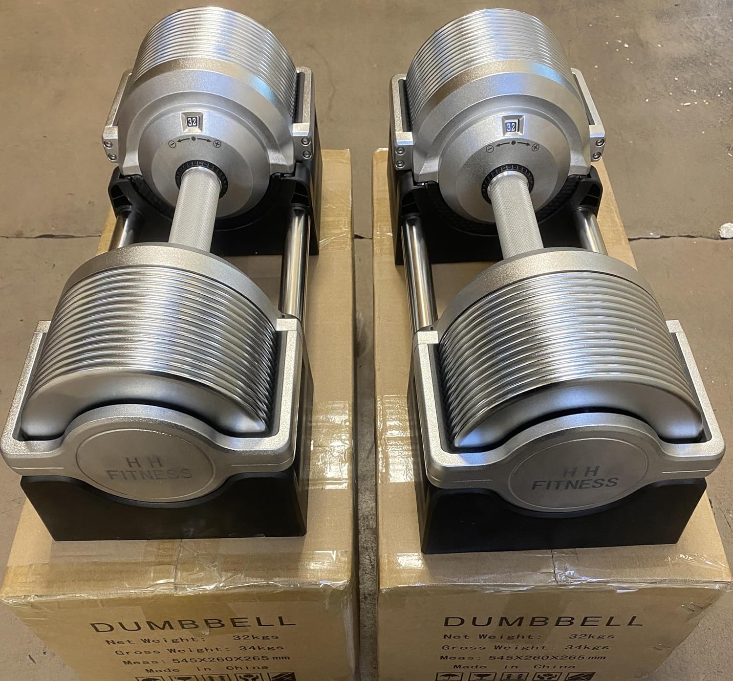 2 x 32KG Adjustable Dumbbells Pair (1kg increments)
