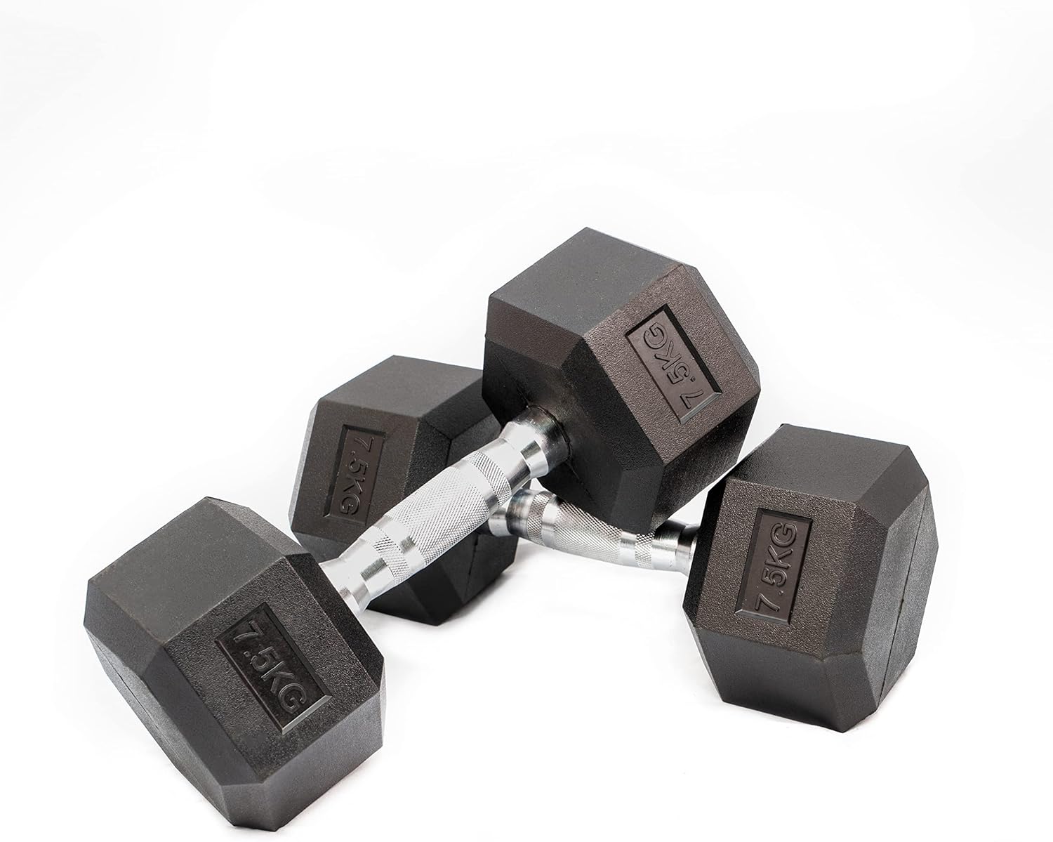 Bestfor Set/Pair of 7.5kg Hex Anti Roll, Rubber Coated, Dumbbells, Home Gym Fitness Exercise Dumbbell Weights For Men and Women for Home Gym Workouts 7.5 kg, With Comfortable Grip and Exercise Chart