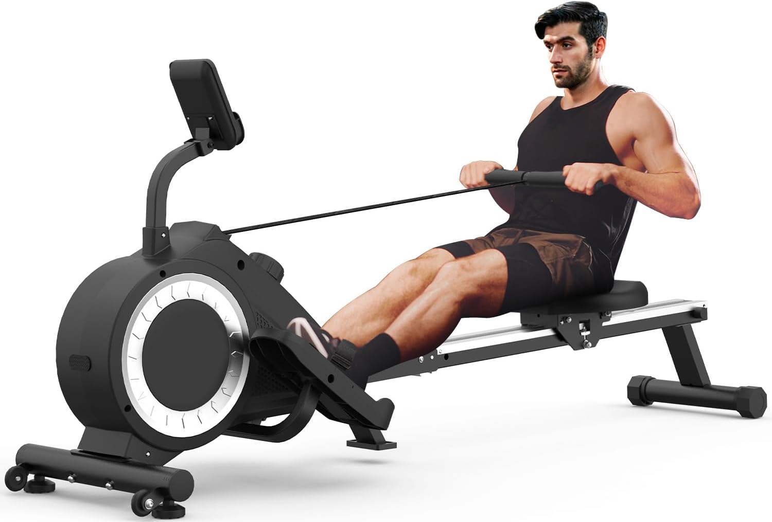 Neezee Foldable Rowing Machine for Home Gym - LCD Monitor, 16 Level Magnetic Resistance, Full-Body Workout, Upgrade Flywheel, Space Saving