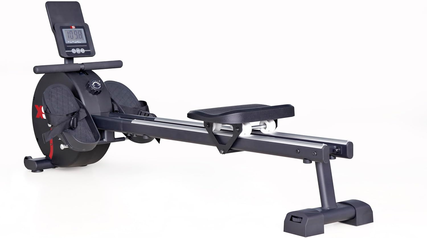 XS Sports R280 Home Rowing Machine-Aluminium Rail with 16 Level Inner Magnetic Adjustable Resistance - LCD Computer with Tablet Holder - Advanced Ultra Quiet Driving Belt- Indoor Fitness Rower